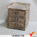 Vintage Farm Style 2 Tier Fir Wood Desktop Drawer Storage Cabinet